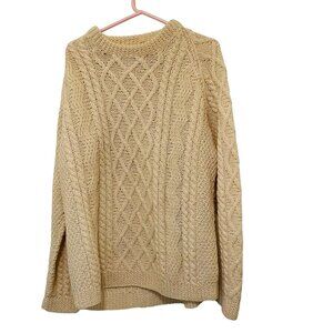 Estridge Handmade Womens Sweater Cable Knit Cream Large